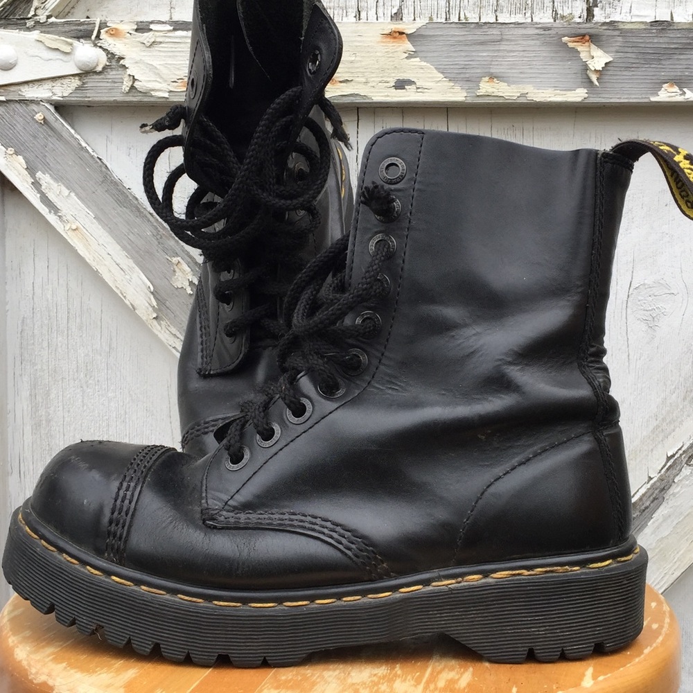 vintage 90s black steel toe Dr. Martens DOCS - Picture 2 of 5